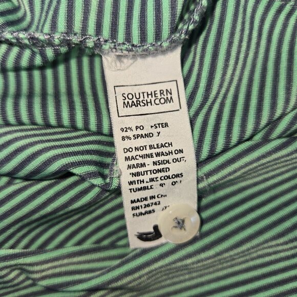Southern Marsh Mens XL Green & Gray Striped Polo - Picture 6 of 8